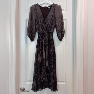 DKNY Charcoal Leopard Long Sleeve Dress